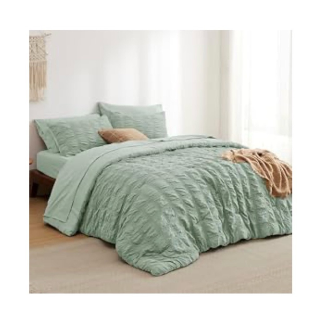 Soft Textured Sage Green Comforter Set Twin XL Bed in a Bag